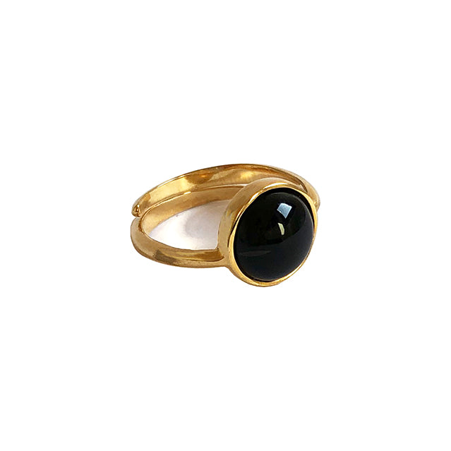 Black stone gold ring