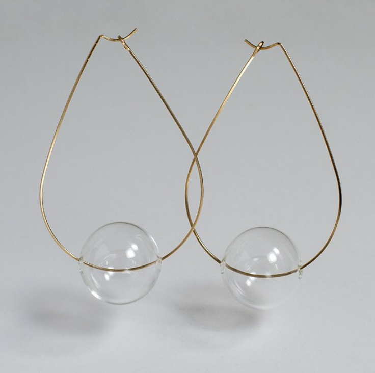 Bubble earrings, long hoops
