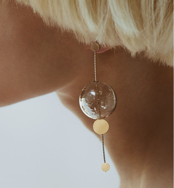 Bubble earrings, dark straight