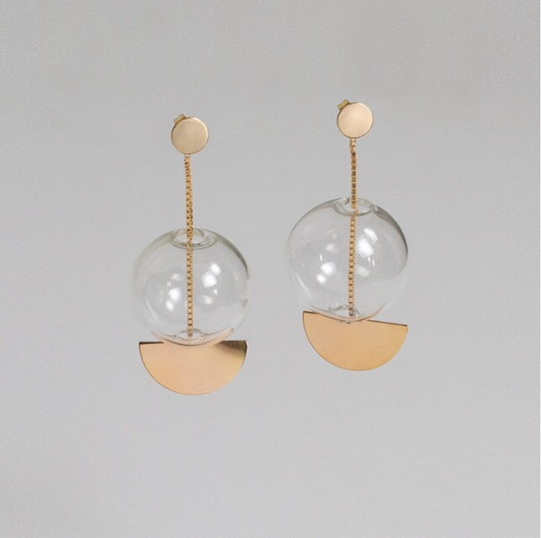 Bubble earrings, transparent straight
